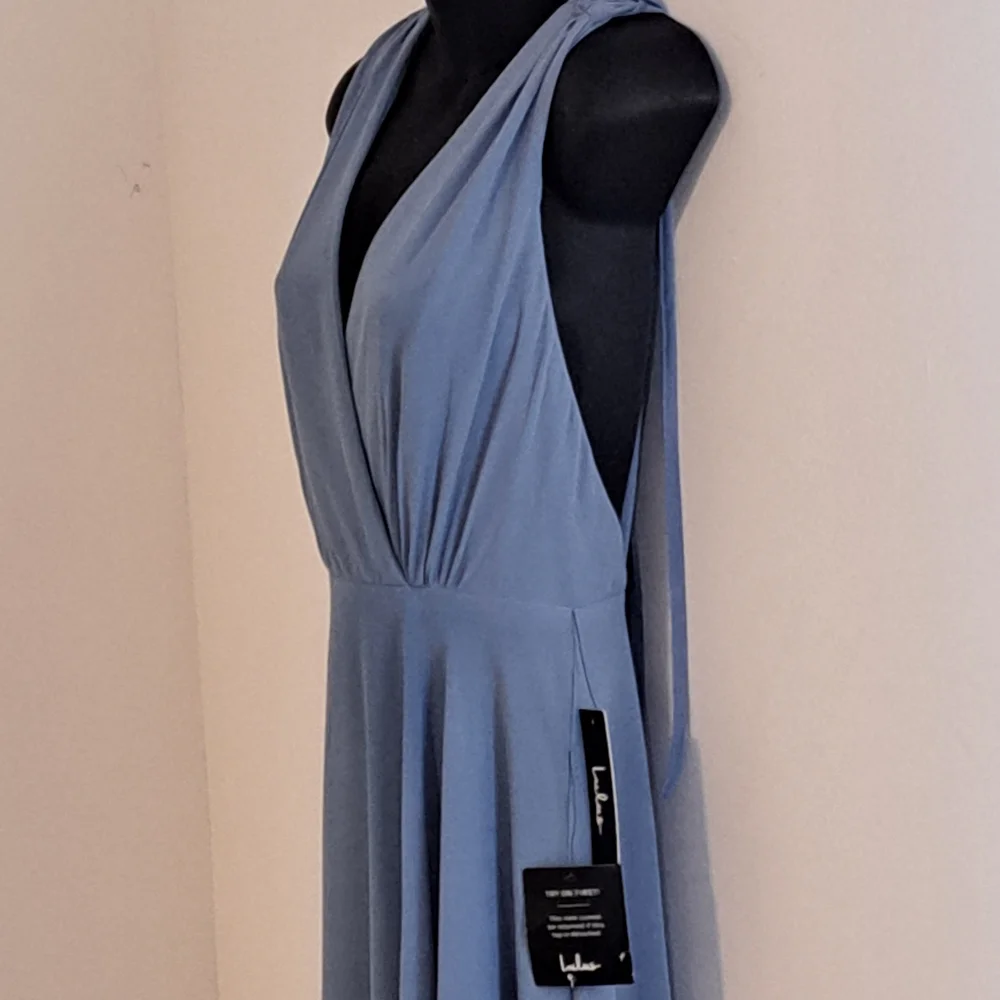 Lulu's Dance The Night Away Slaye Blue Backless Dress Misses Size Medium NWT - Picture 12 of 15